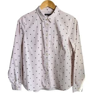 BANANA REPUBLIC Riley Elephant Print Striped Button Down SZ M White Pink Preppy